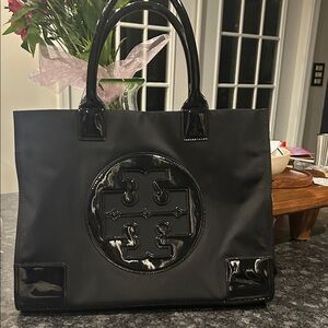 Tory Burch Black Glossy Tote